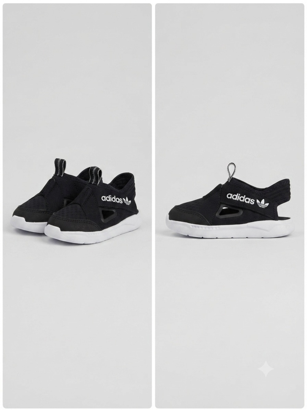 adidas Kids Black Slip-On Sneakers with White Sole